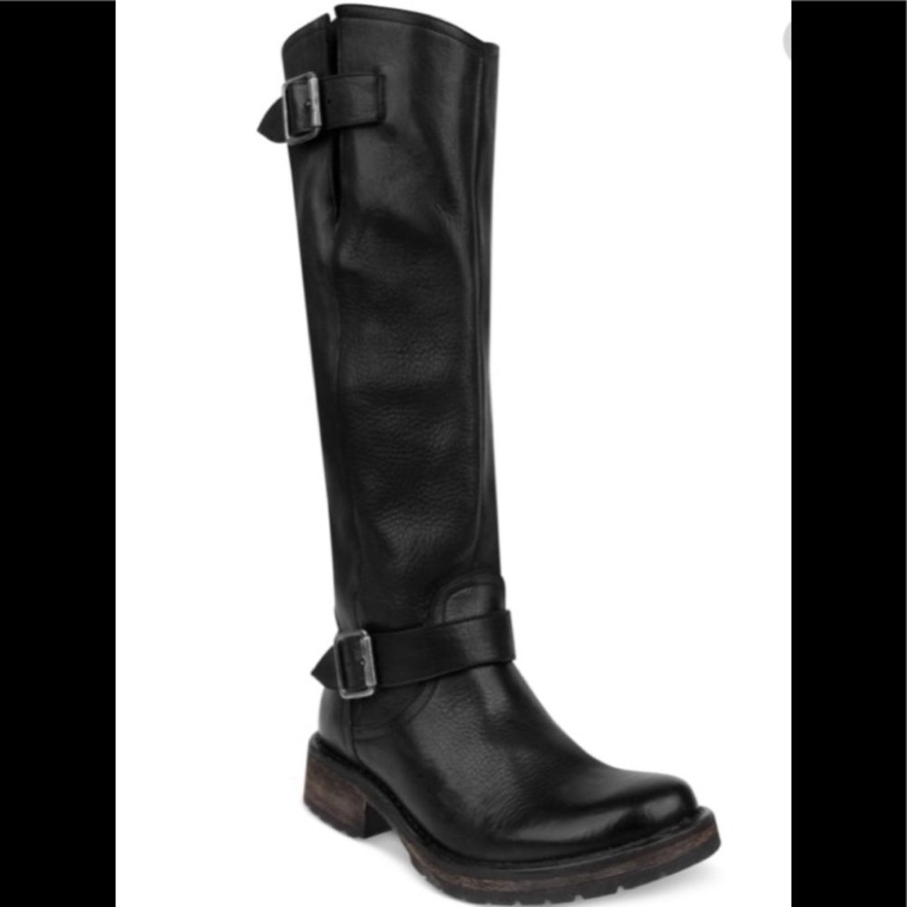 Steve Madden black Fairmont tall moto boots 8.5